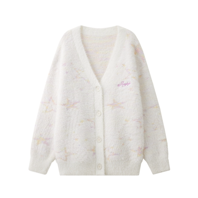 星星百搭保暖开衫仿貂毛衣