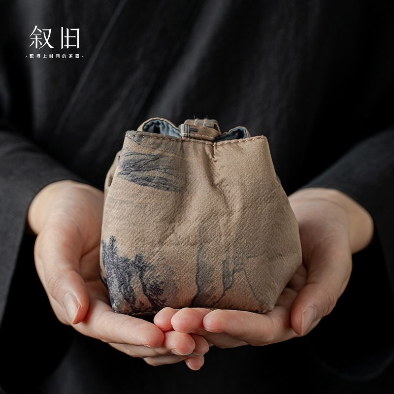 叙旧香云纱茶事包茶具旅行配收纳袋便携茶杯户外加厚茶壶茶拎手
