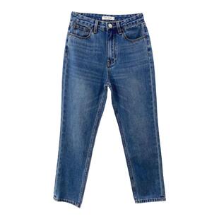 法式高腰直筒牛仔裤女显瘦2026春新款美式momjeans宽松直筒裤九分