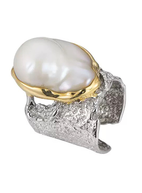 新款海梦凝光异形珍珠戒指环女S925银镶嵌巴洛克原创奢华夸张R23