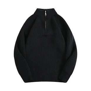 BOYUE帛跃韩版半拉链cleanfit纯色针织衫学生休闲情侣打底毛衣男