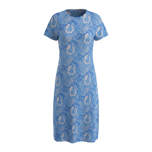 MY TENO/马天奴2026春季新款满印花纹圆领复古雅致长裙修身连衣裙