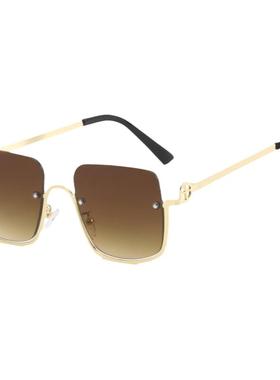 倒置半框金属方形太阳镜