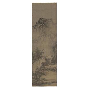 巨然 溪山兰若图 复古书画山水国画真迹微喷仿古装裱挂轴玄关装饰