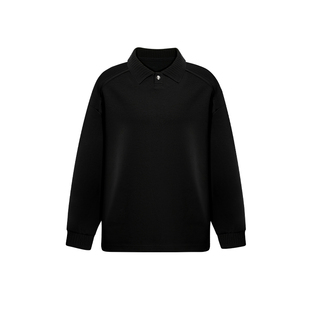 二十二号穿搭老钱风显肩宽设计款翻领男士卫衣高级感长袖通勤上衣