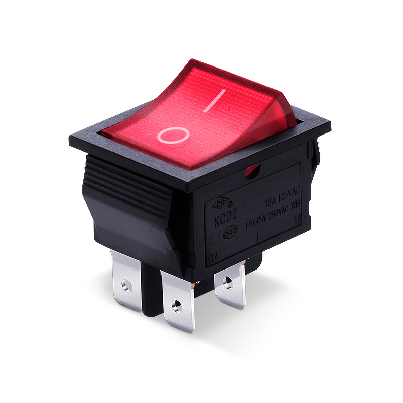 上开牌船型开关带灯KCD2翘板开关 船形电源开关 4脚/6脚 16A 250V
