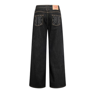 F383辣妹低腰不规则重工钉珠牛仔