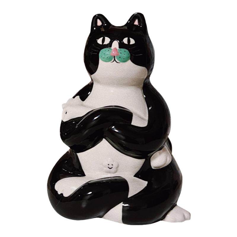 有蒂棵棵小富贵花瓶奶牛猫咪陶瓷摆件客厅餐桌花瓶桌面生日礼物