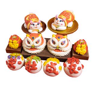 花馍馍周岁馒头醒狮宝宝抓周糕点胶东花饽饽虎兔生日百天满月百岁