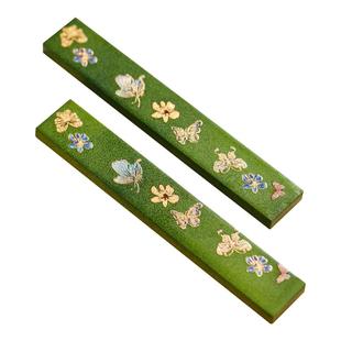 镇纸镇尺书法专用纯黄铜实心压纸压书神器毛笔字压条女士高颜值镇尺笔搁多功能创意文房四宝书房摆件梅林笔庄