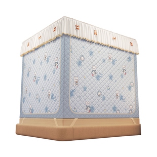 防摔坐床蚊帐冬季加厚夹棉保暖帐篷儿童防掉床遮光床上免安装防寒