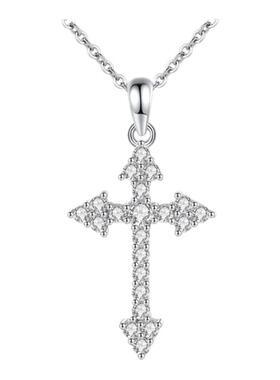 莫桑石简约箭头十字架项链