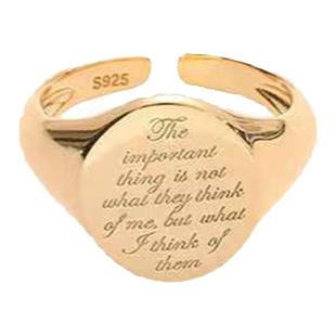 KillingEve/杀死伊芙小变态同款纯银18K镀金印章尾戒原创小众戒指