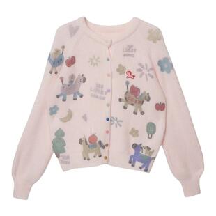 TCH减龄少女感彩钻小马软糯温柔百搭针织开衫上衣女T75D43E1141