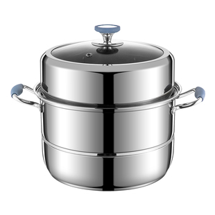 逍乐熊燃气灶专用蒸锅加厚食品级304不锈钢家用双层多功能蒸煮锅