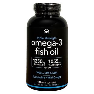 美国直邮 Sports成人用欧米伽Omega3浓缩野生深海鱼油软胶囊150粒