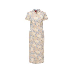 EP雅莹高端系列 牡丹提花国风旗袍裙连衣裙 2025春季新款4506A