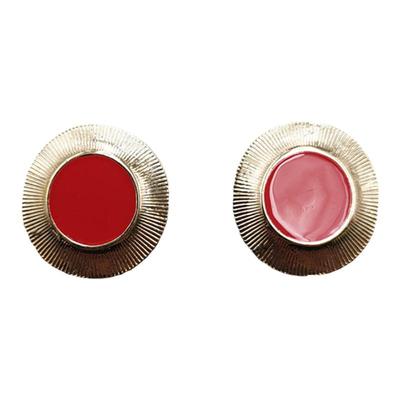 红色简约银针耳钉复古滴釉