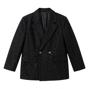 张杰同款秋冬季黑色气质西服男韩版高级感小香风舞台休闲夹克外套