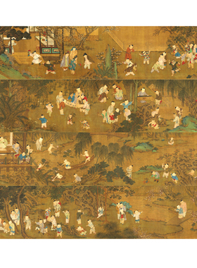 人物国画宋长春百子图仿古装饰画