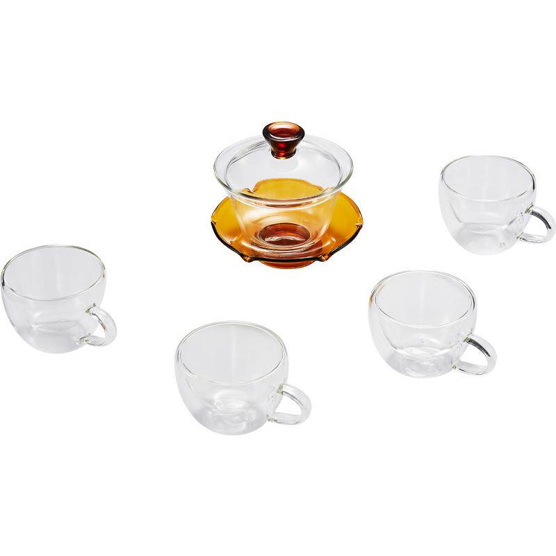 金灶明尊玻璃盖碗套装家用泡茶杯