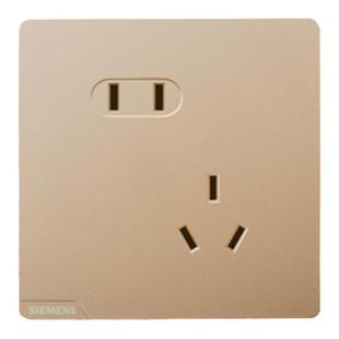 西门子插座开关皓彩金色一开五孔USB16A空调插座双控家用86型面板