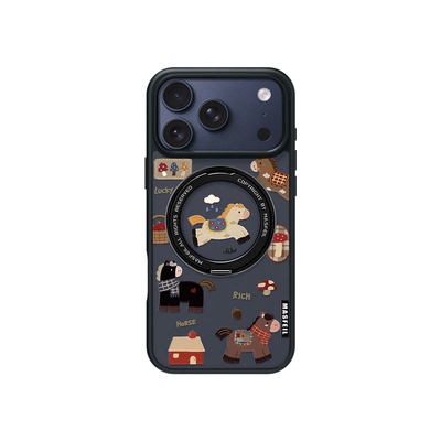 MASFEIL × 复古马儿适用苹果17promax手机壳iPhone16pro新款磁吸带支架ip15全包Fo5支点高级感17可爱套新年