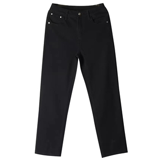 谷家 超级显瘦!显腿长 秋冬直筒牛仔小脚裤黑色烟管裤子/九分裤女