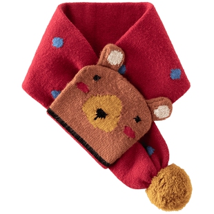 【万象新】aqpa爱帕宝宝儿童秋冬百搭红品围巾婴幼儿喜庆保暖围巾