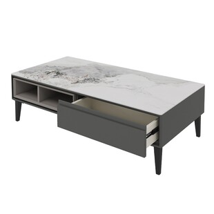 红苹果轻奢岩板实用茶几客厅小户型茶台家用实木脚茶台新款R1802