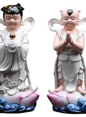 格兰吉善财童子龙女陶瓷用品佛像