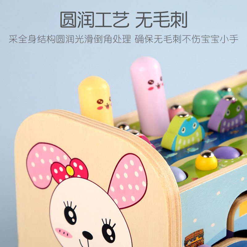 儿童音乐打地鼠车1-3岁玩具木质宝宝智力敲击女孩益车男大拖拉号