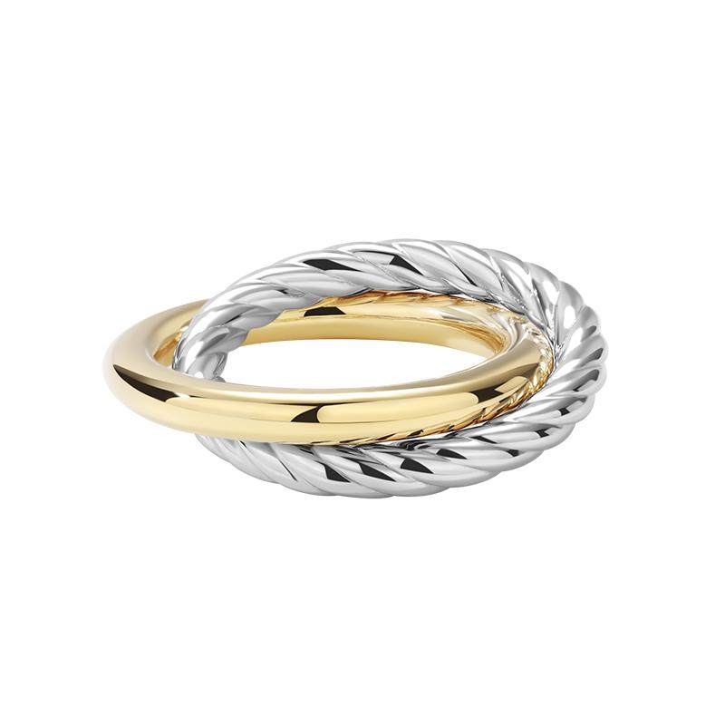 Le' Murmure 撒丁岛古老银矿 意大利纯手工18k金轻奢独特双环戒指