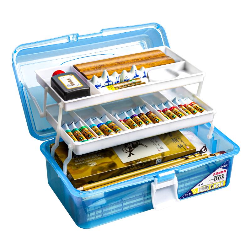 马利牌中国画颜料初学者套装用品基础工具全套工具箱水墨画工笔画工具套装初级国画入门材料包12色小学生毛笔