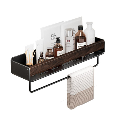 胡桃木卫生间置物架壁挂式免打孔