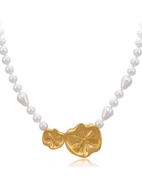 Mixx靡诗荷叶系列荷叶珠链项链毛衣链贝珠新中式优雅气质女