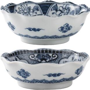 荷叶边日式进口碗碟餐具 日本家用陶瓷碗小菜酱料深碟钵碗沙拉碗