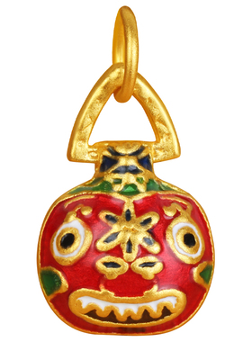 双飞翼3D硬金吞金兽一家三口吊坠