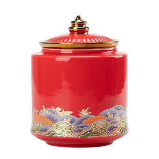 中式茶叶罐子陶瓷储存罐密封罐中号通用防潮订制红茶白茶龙井绿茶