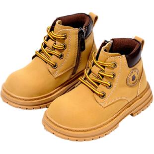 英氏童鞋儿童马丁靴男童新款冬季女童加绒鞋子小童短靴宝宝靴子