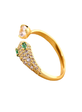 小蛇对钻开口戒指女晶钻闪耀精致