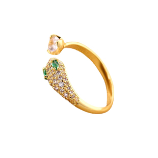 蛇钻双生~灵蛇镶钻锆石戒指女轻奢高级感开口钛钢戒指女小众设计