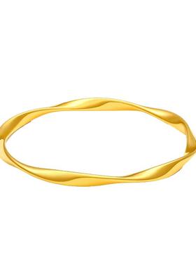 金包银波浪莫比乌斯足金手镯足金包足银女款礼物送人简约正品