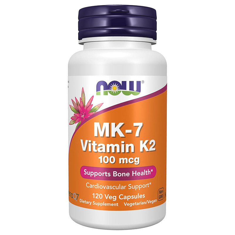 美国直邮NOW诺奥MK7型维生素K2胶囊100mcg120粒骨密度钙吸收07/27