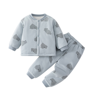 婴儿衣服秋冬夹棉分体套装婴幼儿冬装洋气加厚外出服宝宝棉服男宝