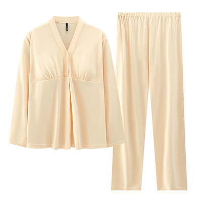 孕妇睡衣月子服带胸垫a类纯棉