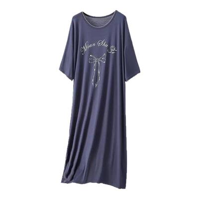 简约蝴蝶结印花莫代尔大码睡裙女