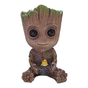 格鲁特小树人摆件治愈groot玩偶盆栽园艺造景车载装饰品纸条罐子