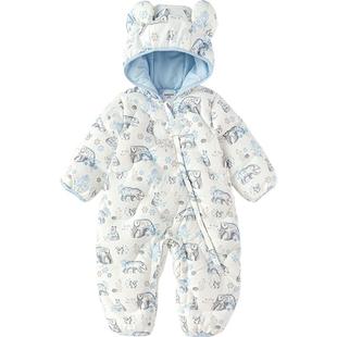 巴拉巴拉宝宝羽绒连体衣男童女童爬服冬装2025新款童装儿童外出服