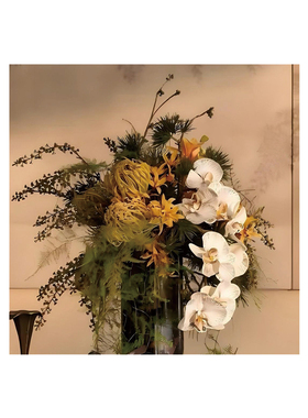 本墨 餐厅桌面花艺组合摆件中古风老钱风样板房展厅花瓶花艺软装